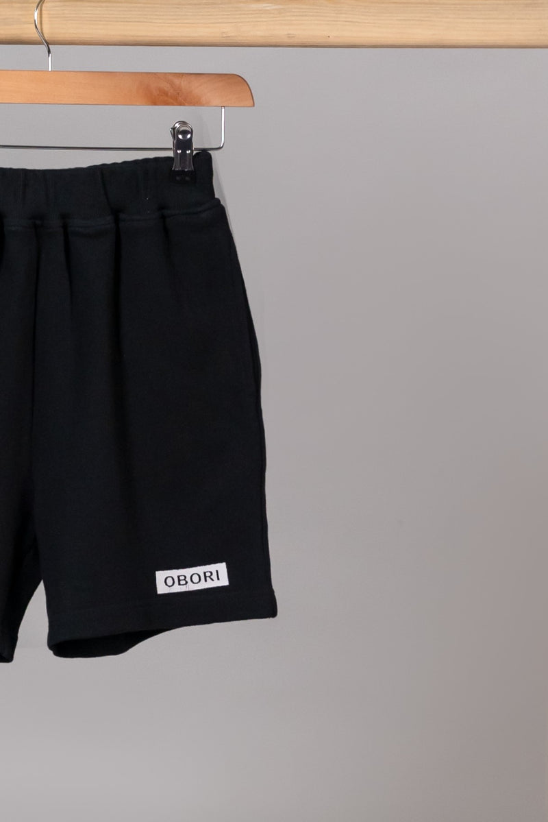 Obori Black Stretchy Cotton Shorts